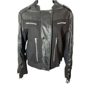 Some Days Lovin‎ Fringe Leather Jacket Black Women's Size XS